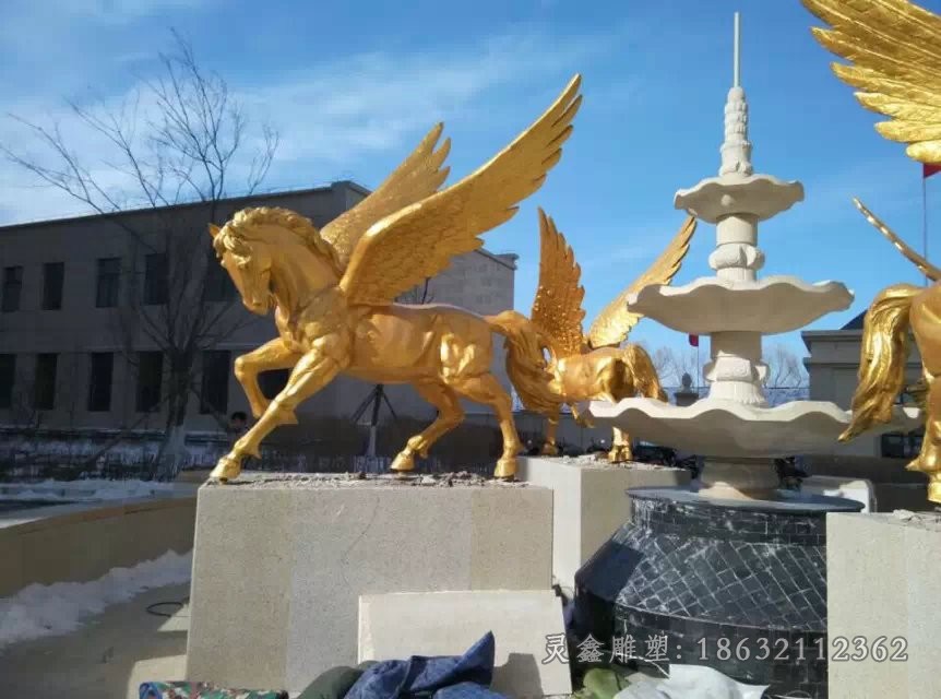 展翅马园林动物铜雕