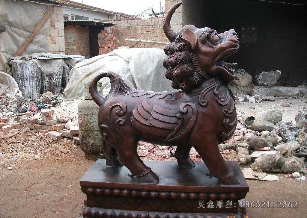 神兽独角兽动物标志铜雕