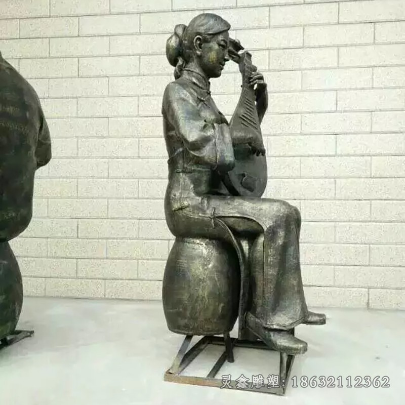 弹琵琶景观人物铜雕