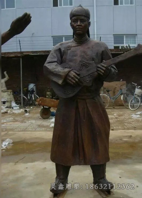 弹琵琶抽象人物景观铜雕
