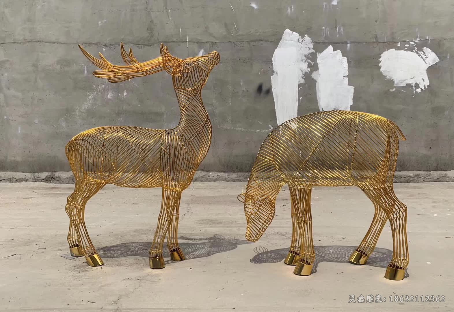镂空鹿广场动物不锈钢雕塑