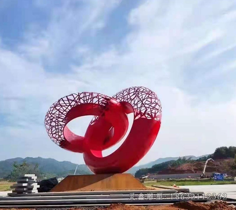 彩绘圆环不锈钢街边雕塑
