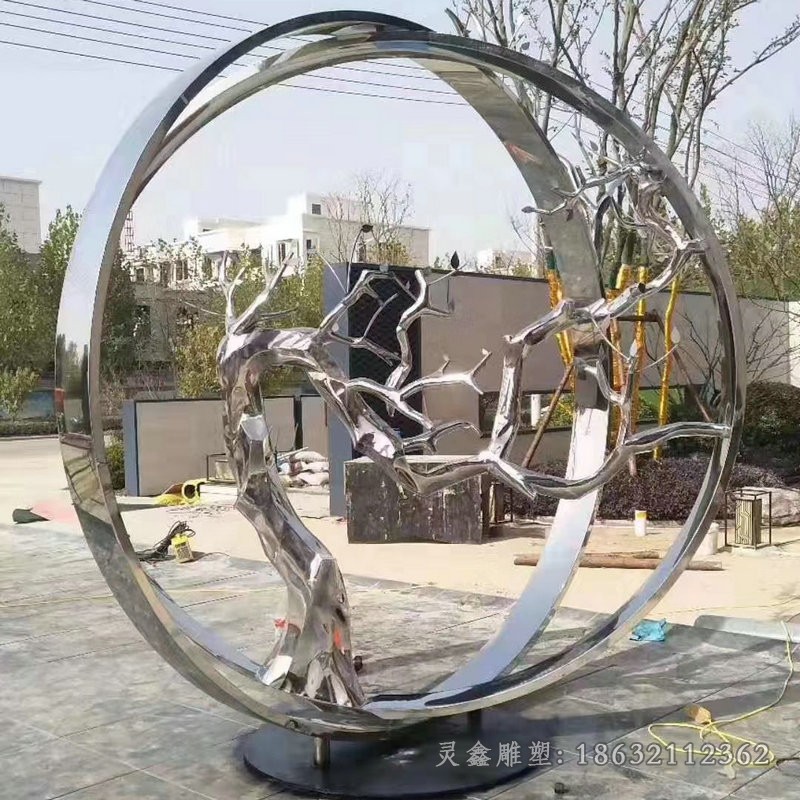 异形圆环不锈钢公园雕塑