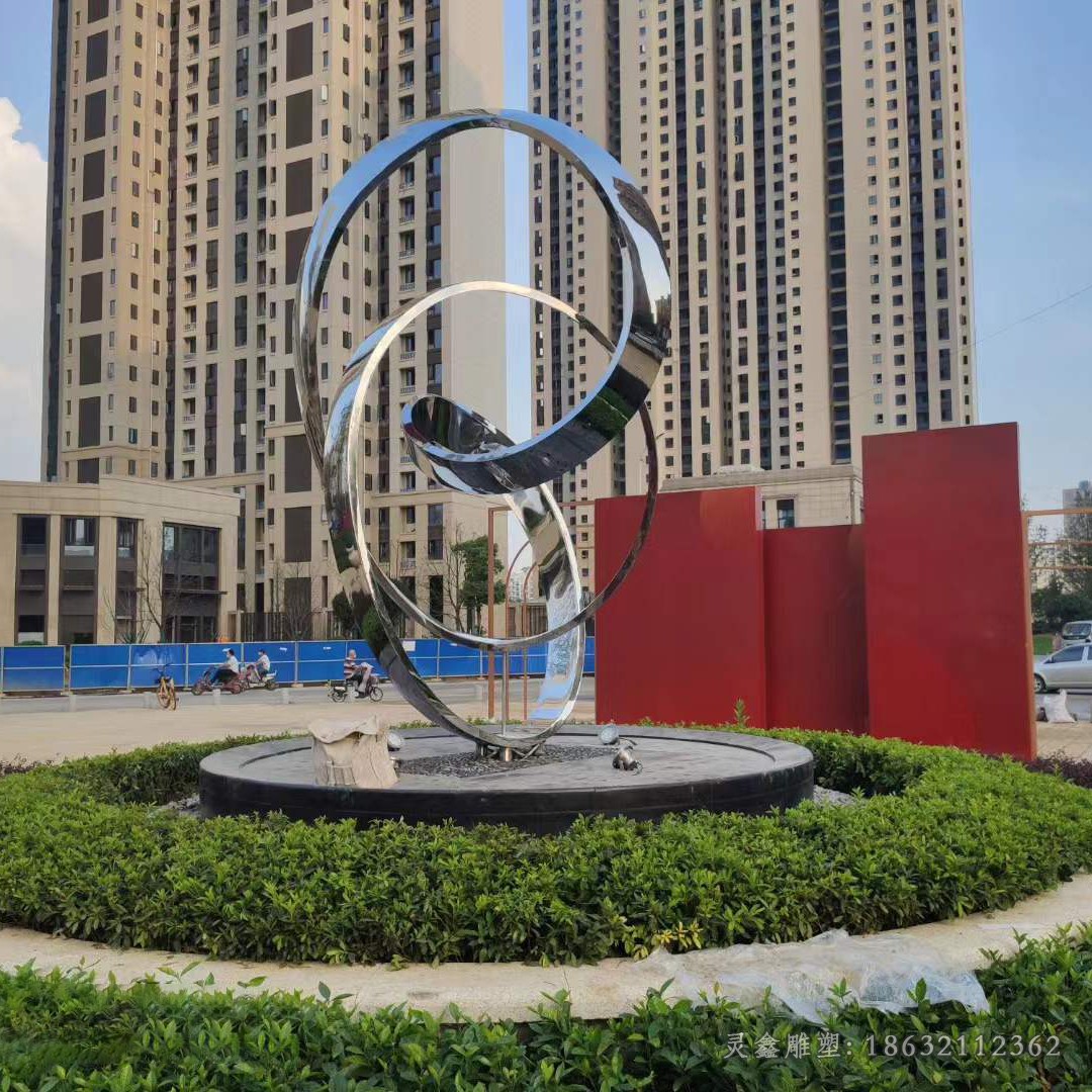 异形圆环不锈钢商场雕塑