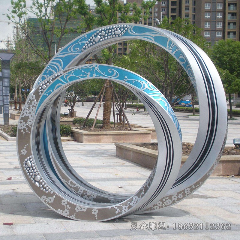 异形圆环不锈钢街边雕塑