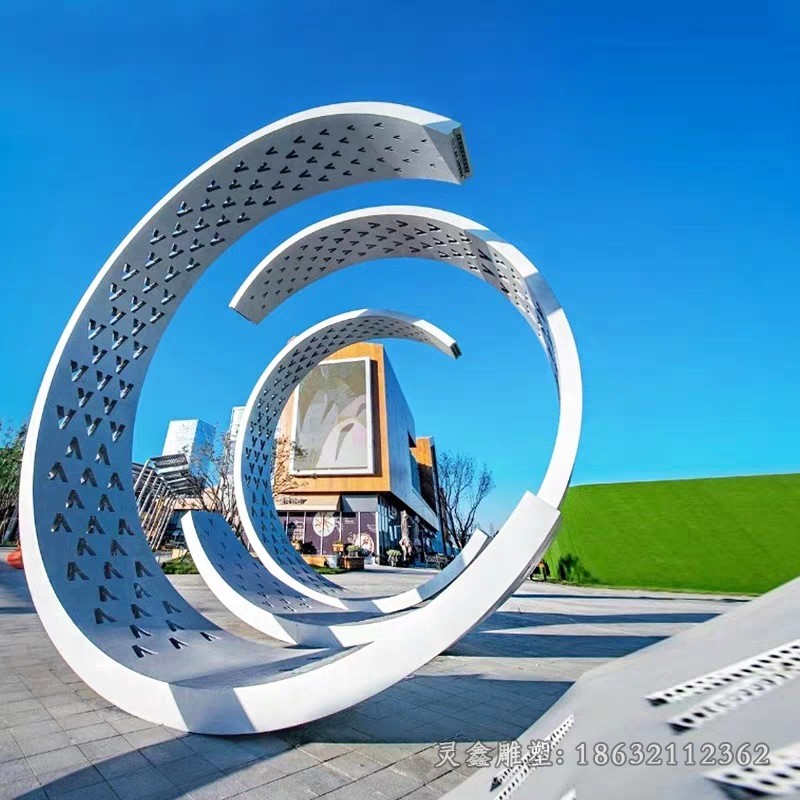 异形圆环不锈钢景观雕塑
