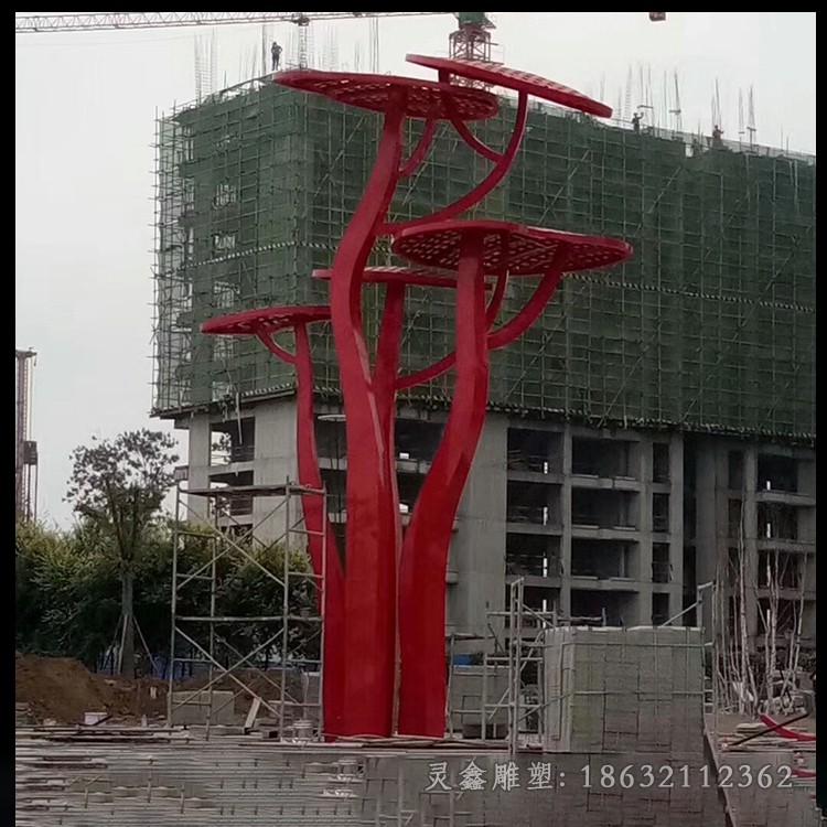 彩绘蘑菇不锈钢景观雕塑