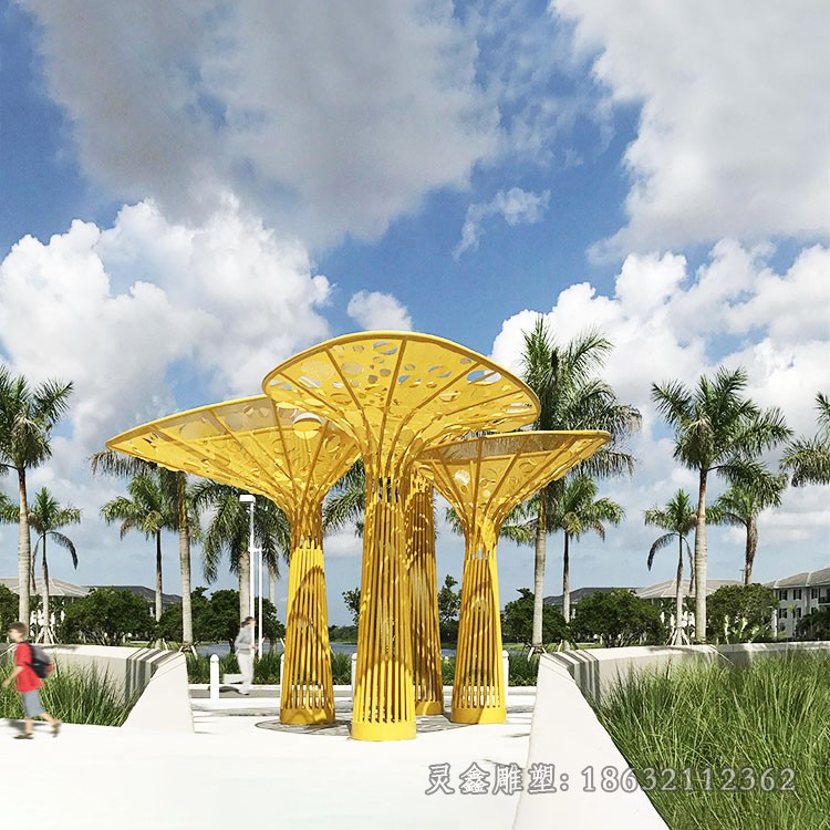 抽象蘑菇标志不锈钢雕塑