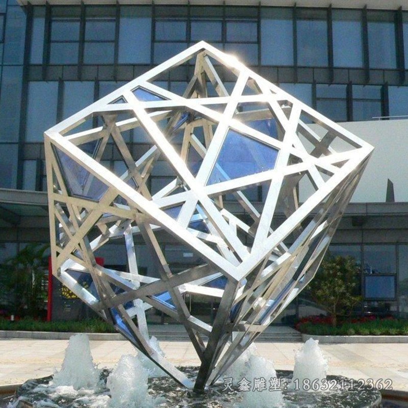 镂空魔方庭院不锈钢雕塑
