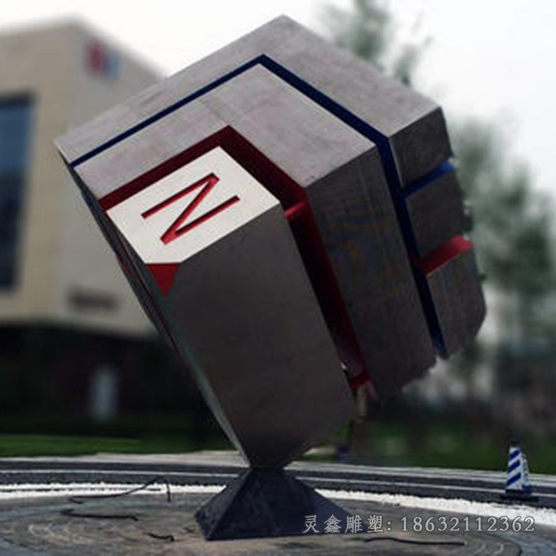 魔方抽象不锈钢景观雕塑