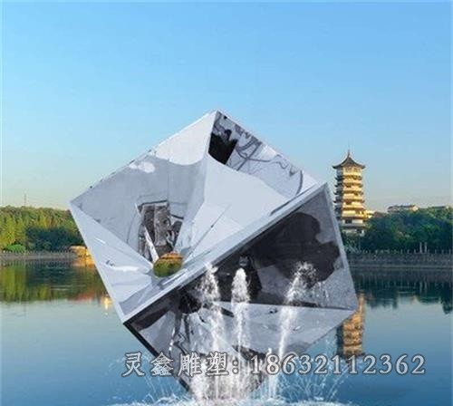 魔方标志不锈钢抽象雕塑