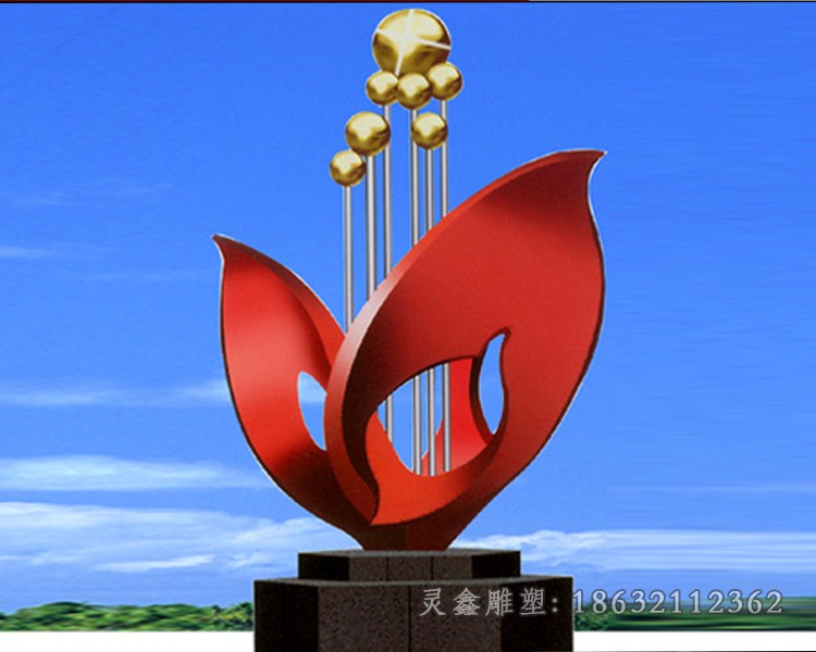 不锈钢彩绘企业标志户外雕塑