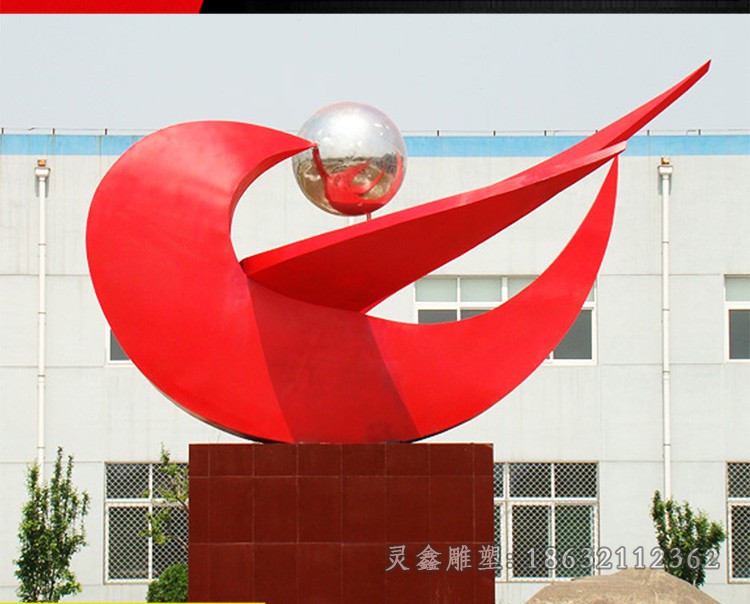 不锈钢彩绘企业标志园林雕塑