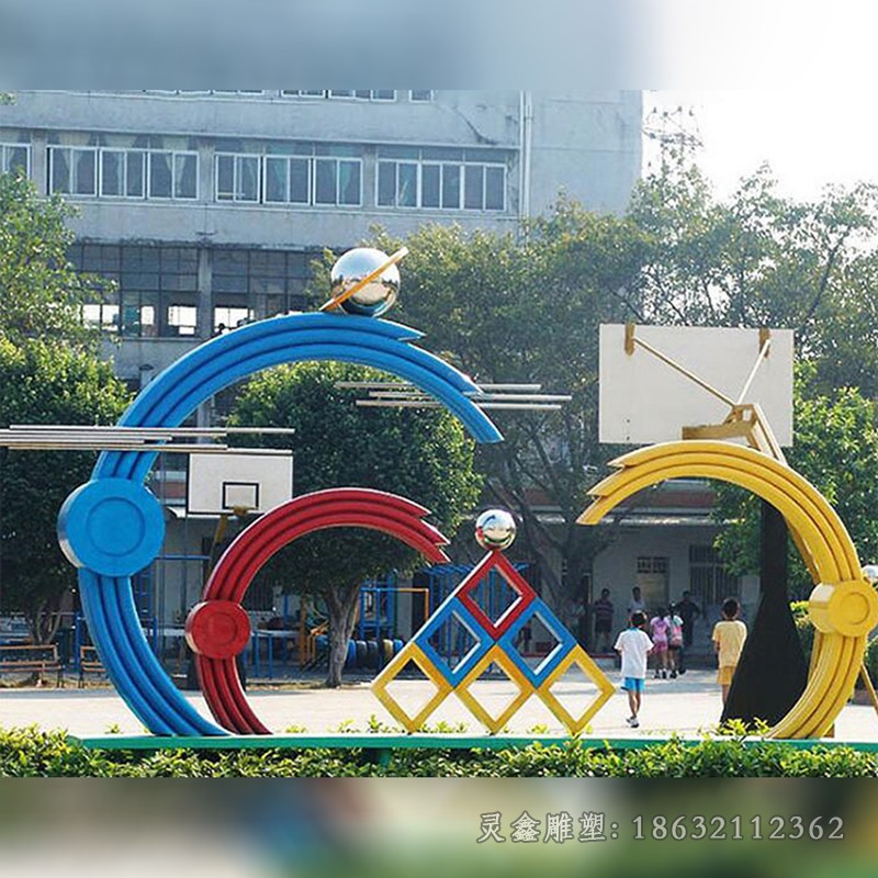 不锈钢彩绘企业标志小区雕塑