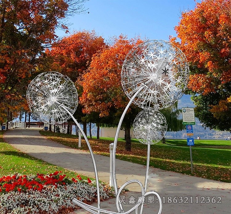 不锈钢蒲公英小区雕塑