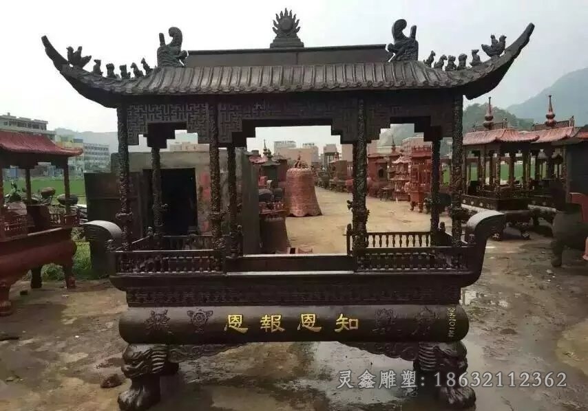方形香炉校园景观铜雕