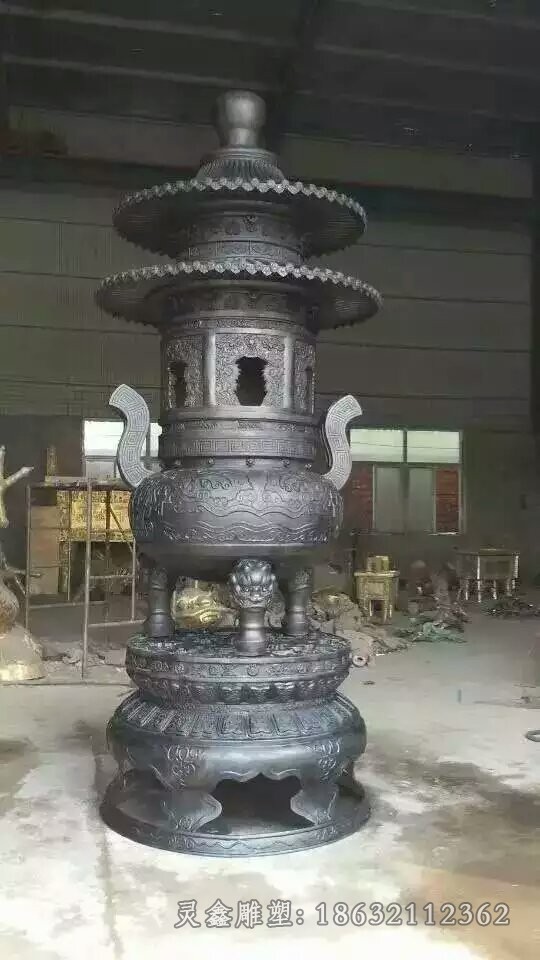 圆形香炉小区景观铜雕