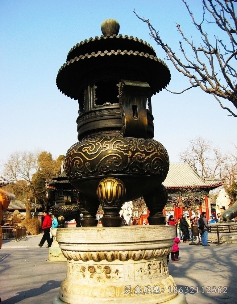 圆形香炉景区景观铜雕