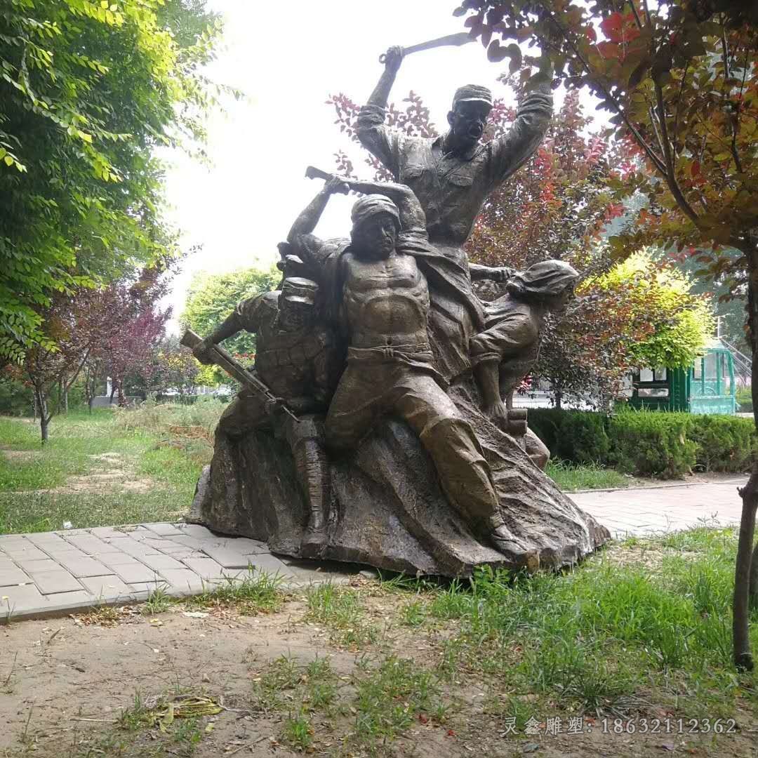 八路军抗战户外人物铜雕