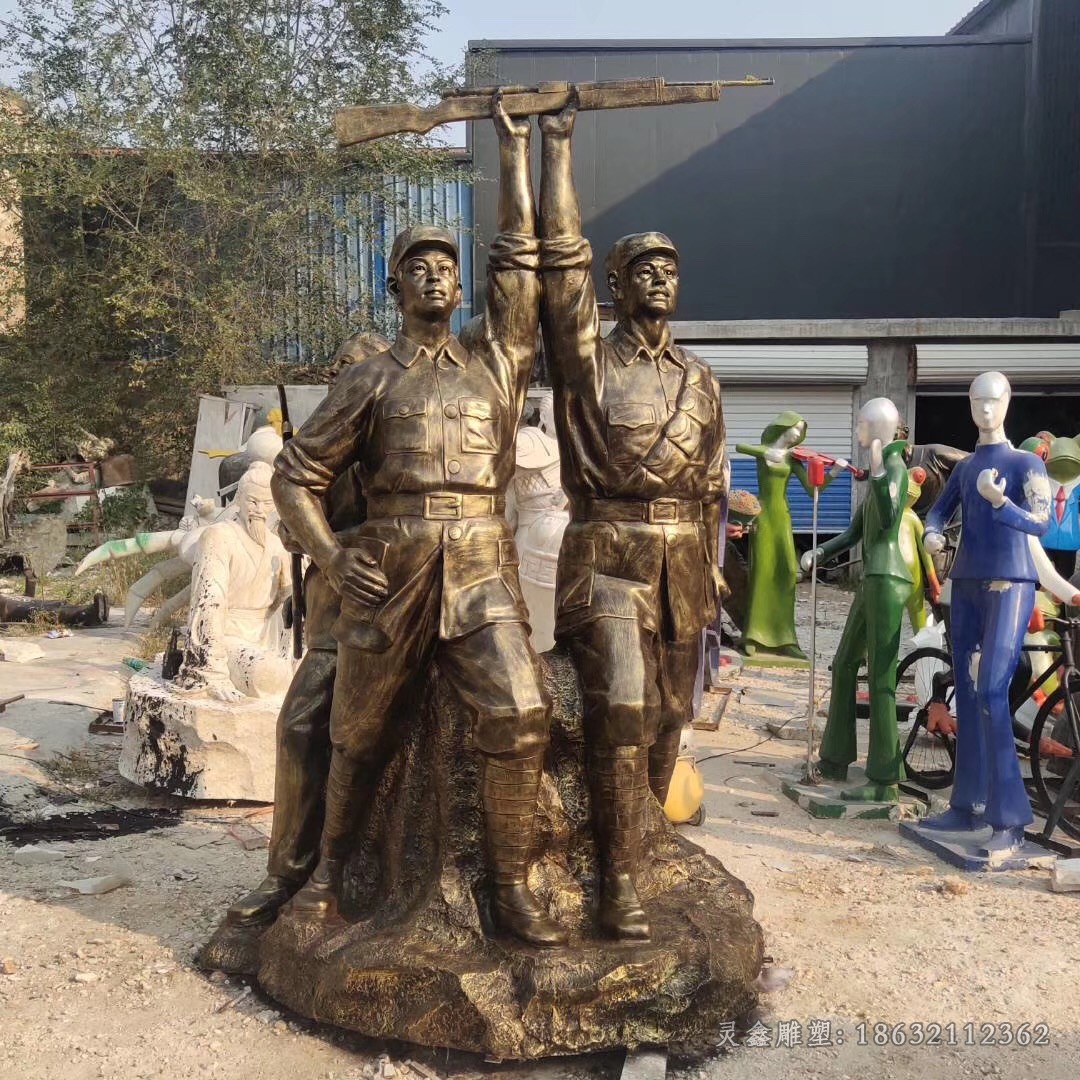 八路军抗战商场人物铜雕