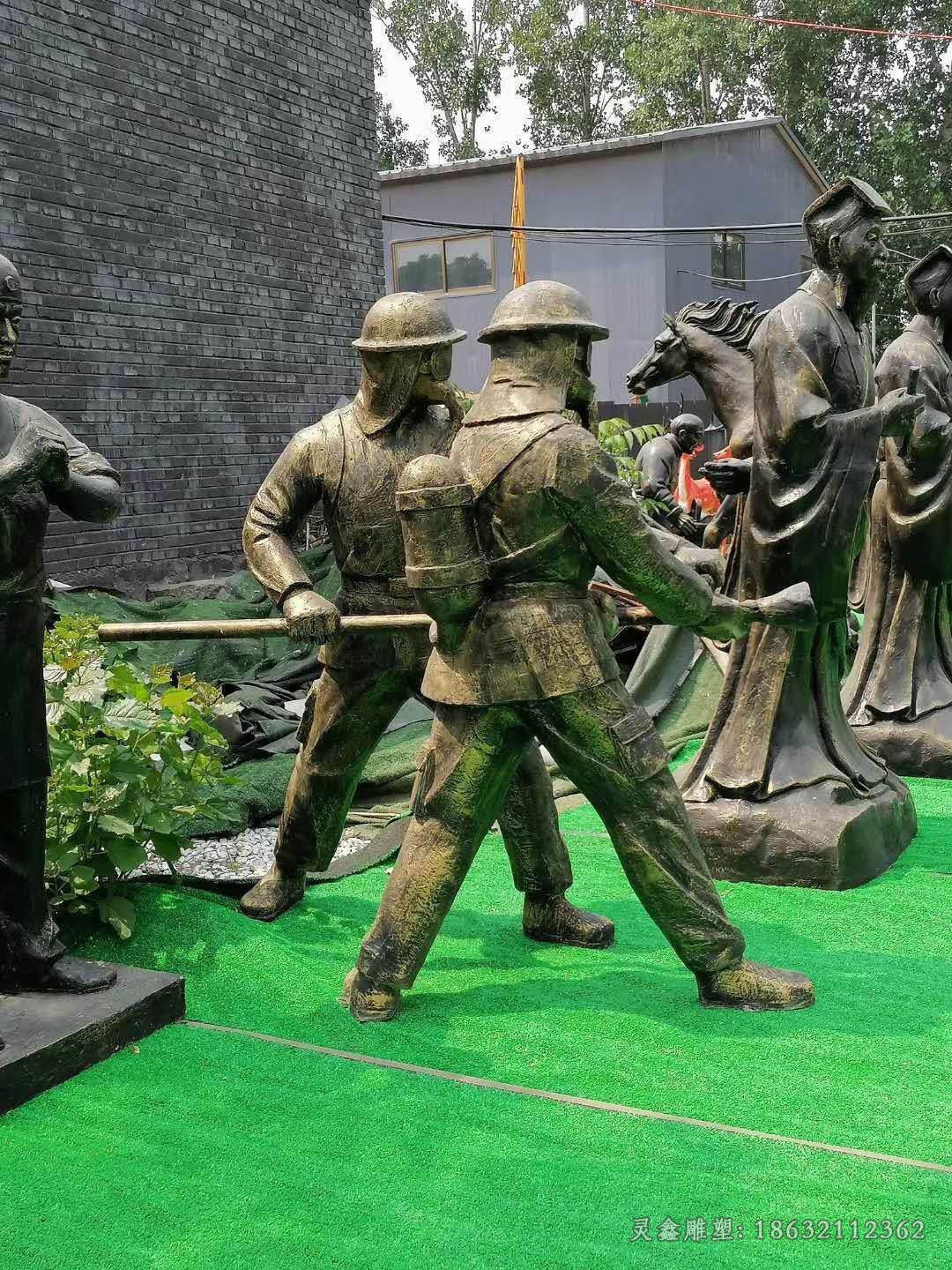 八路军抗战街边人物铜雕
