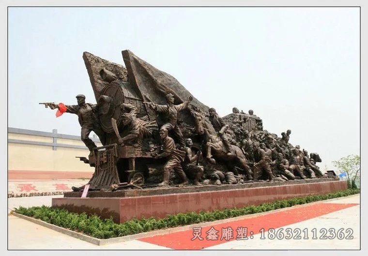 八路军抗战人物景观铜雕
