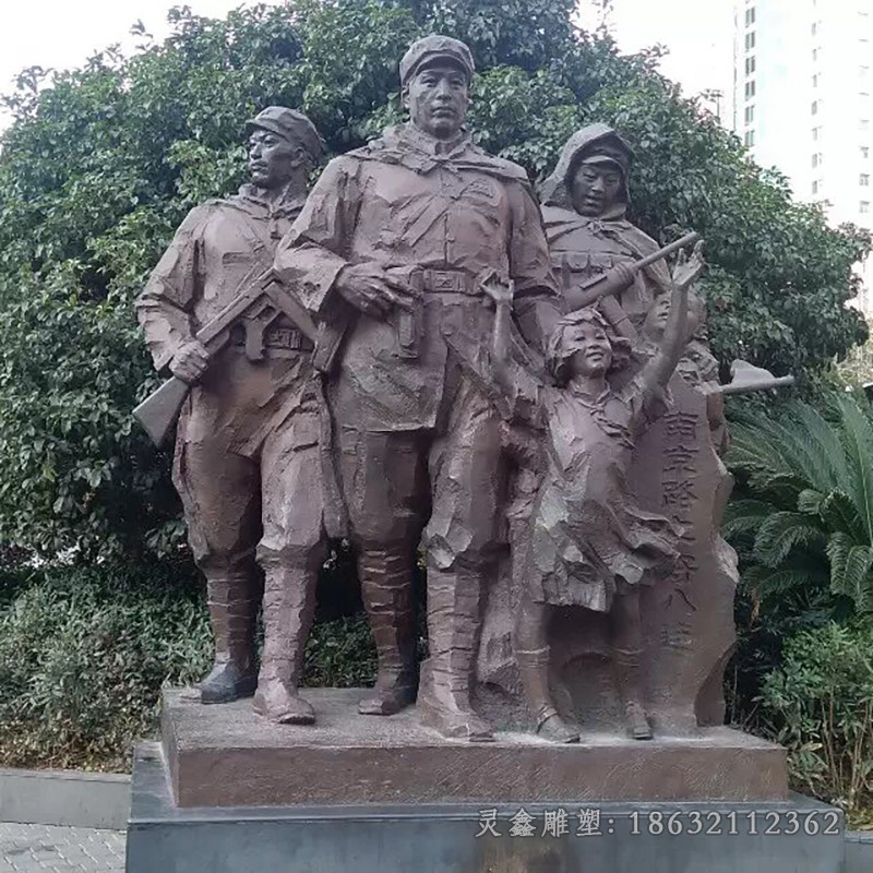 八路军抗战景观人物铜雕