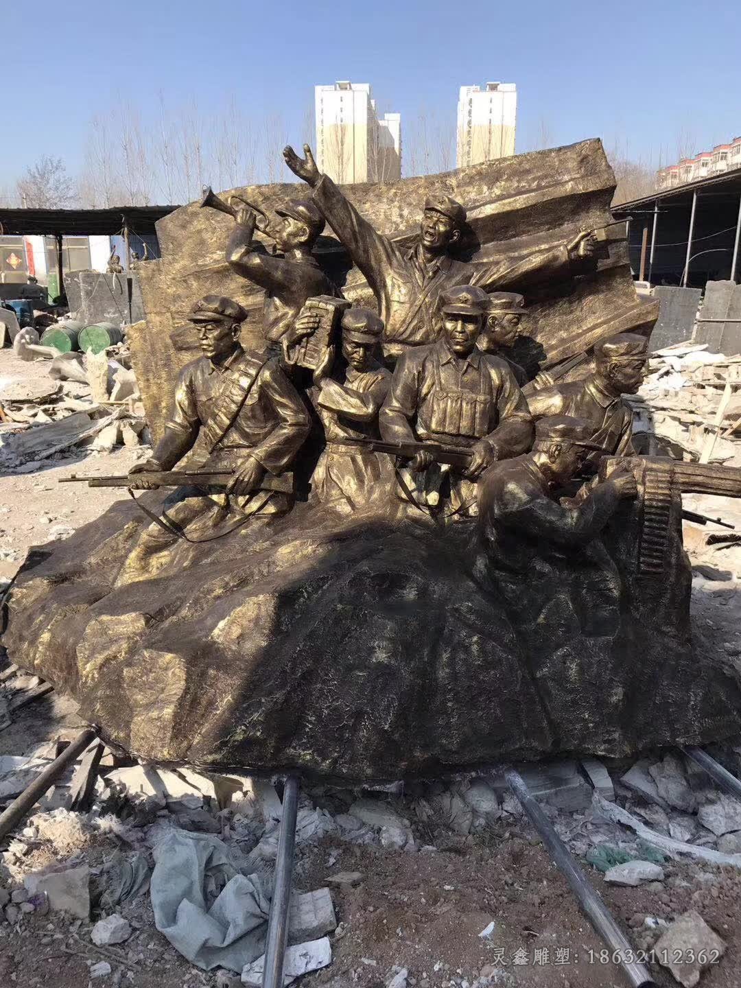 八路军人物景观园林铜雕