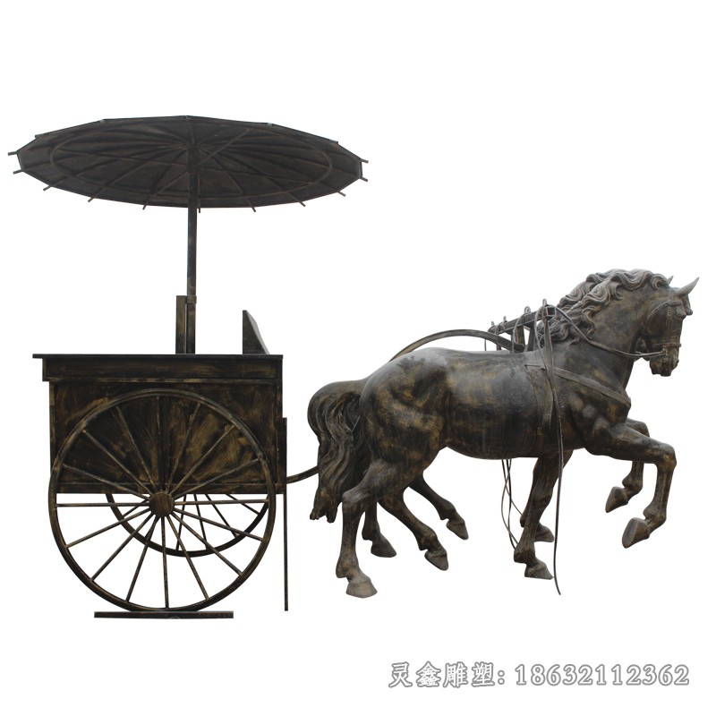 古代马车景观抽象铜雕