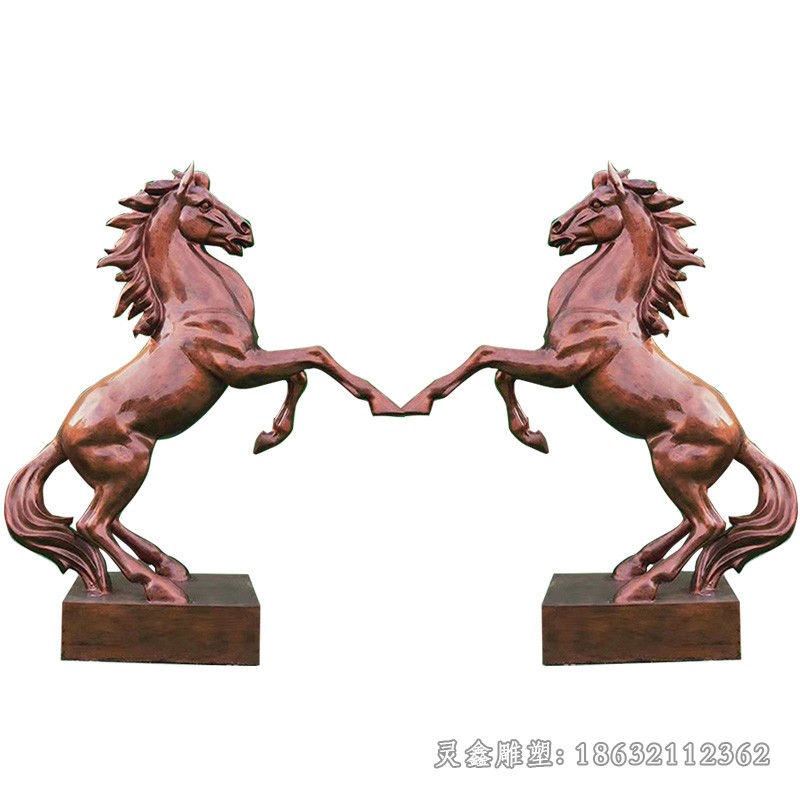 红铜色马城市景观铜雕