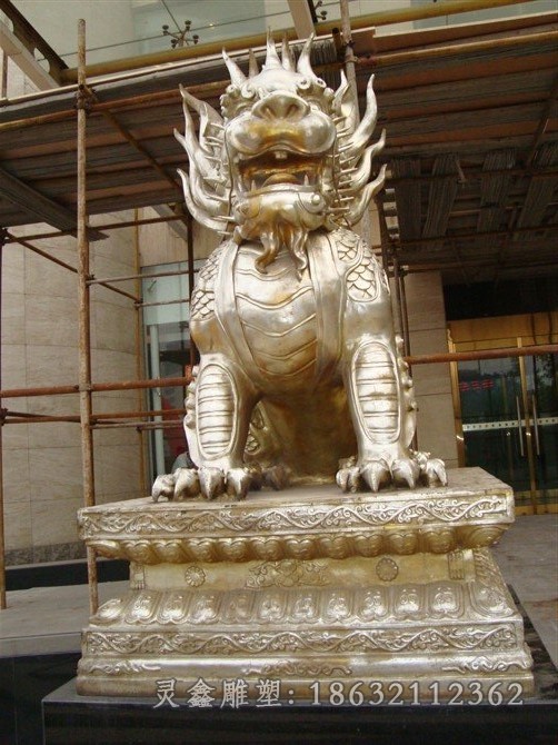 金色麒麟园林景观铜雕