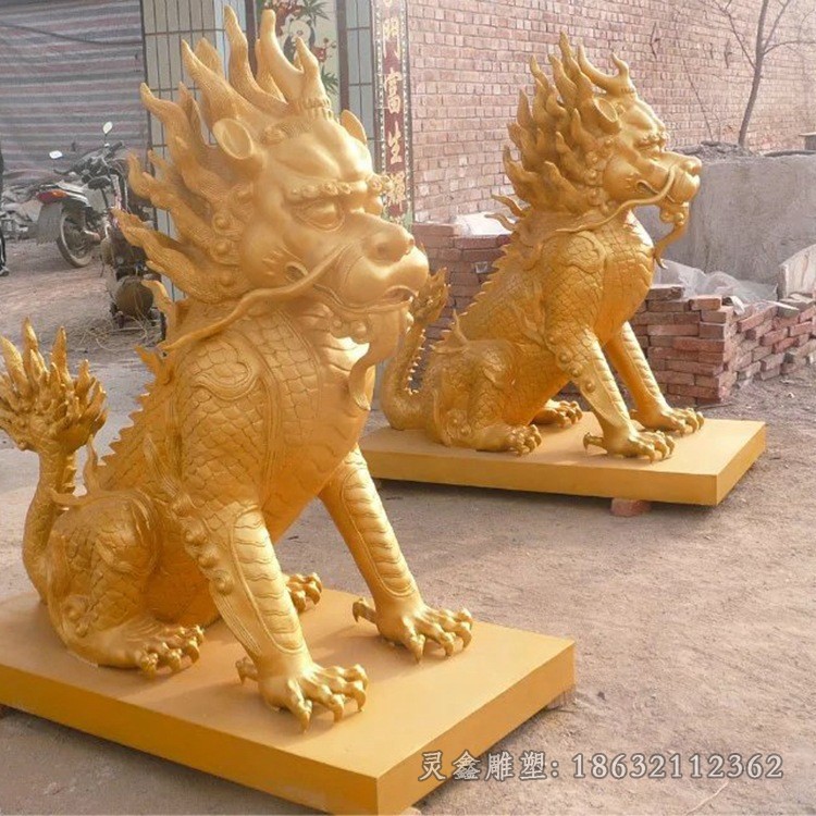 金色麒麟景区景观铜雕