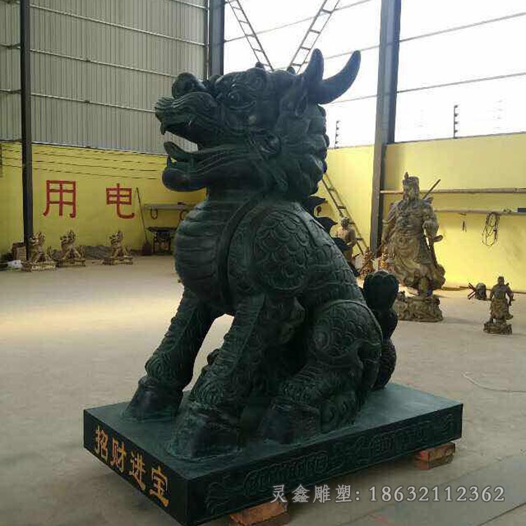 青铜麒麟动物景观铜雕