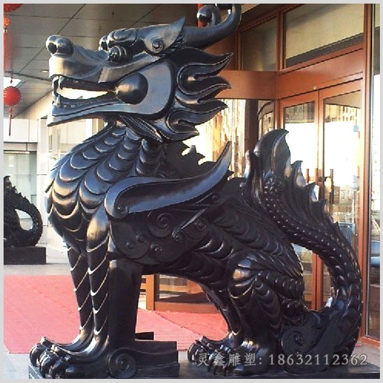 坐姿麒麟广场景观铜雕