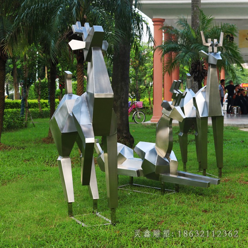 几何小鹿景区不锈钢雕塑
