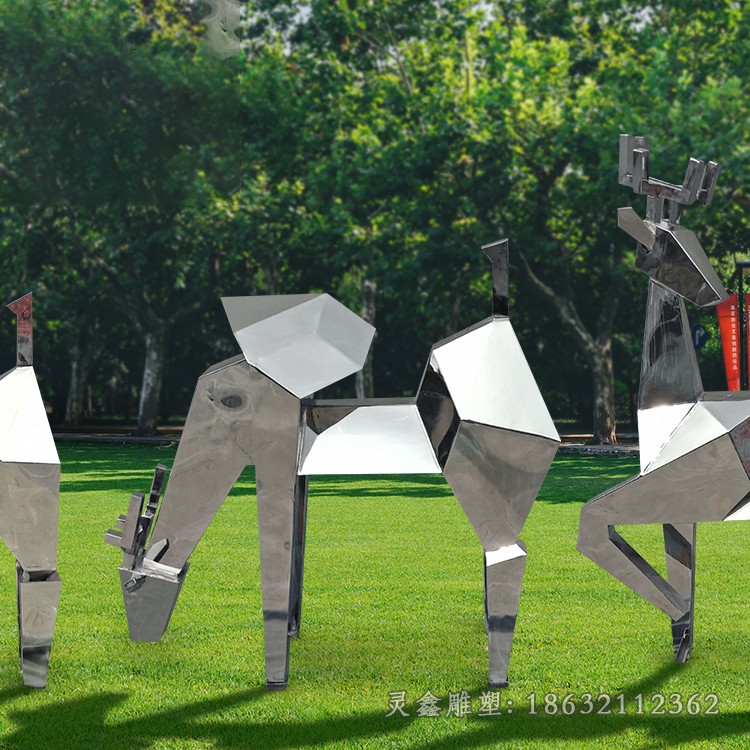 几何小鹿标志不锈钢雕塑