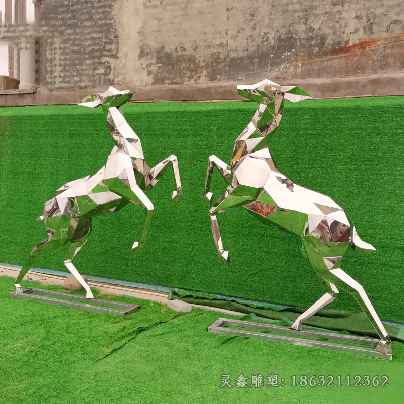 情侣小鹿不锈钢景观雕塑