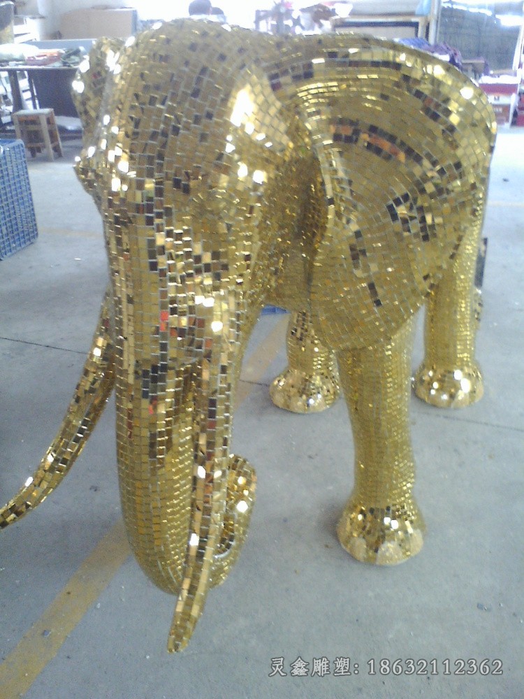 动物大象不锈钢景观雕塑
