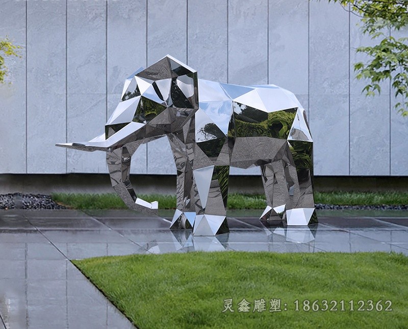 不锈钢大象动物景观雕塑
