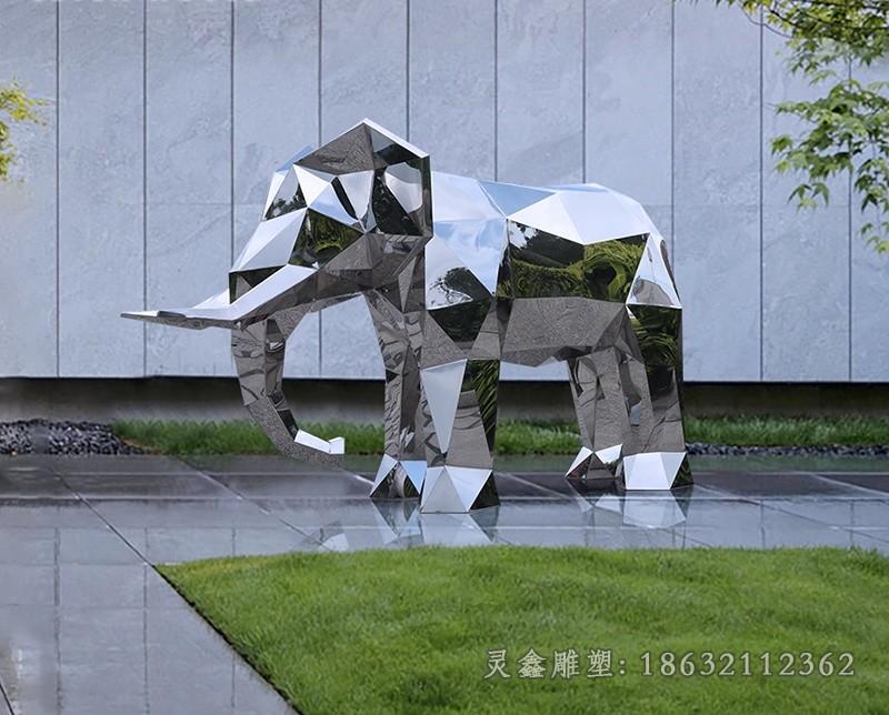不锈钢大象动物景观雕塑