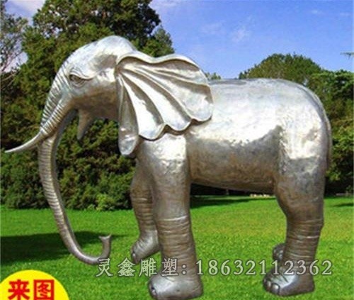 不锈钢大象动物景观雕塑