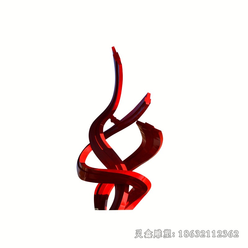 不锈钢红色飘带景区雕塑