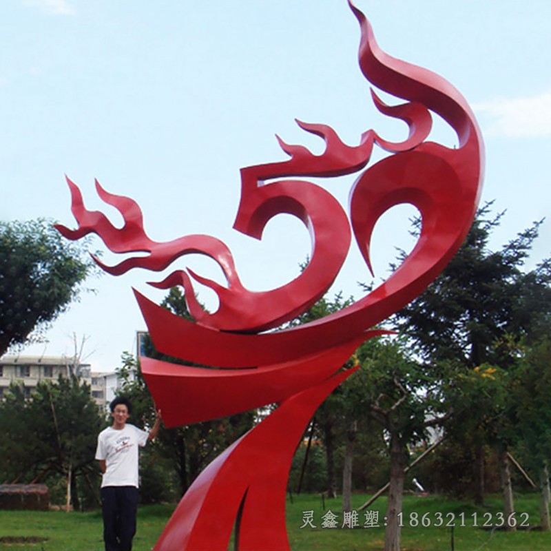 不锈钢红色飘带抽象雕塑