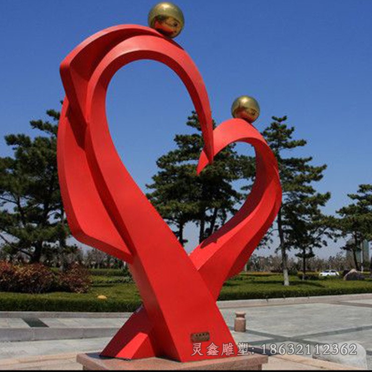 不锈钢彩绘爱心庭院雕塑