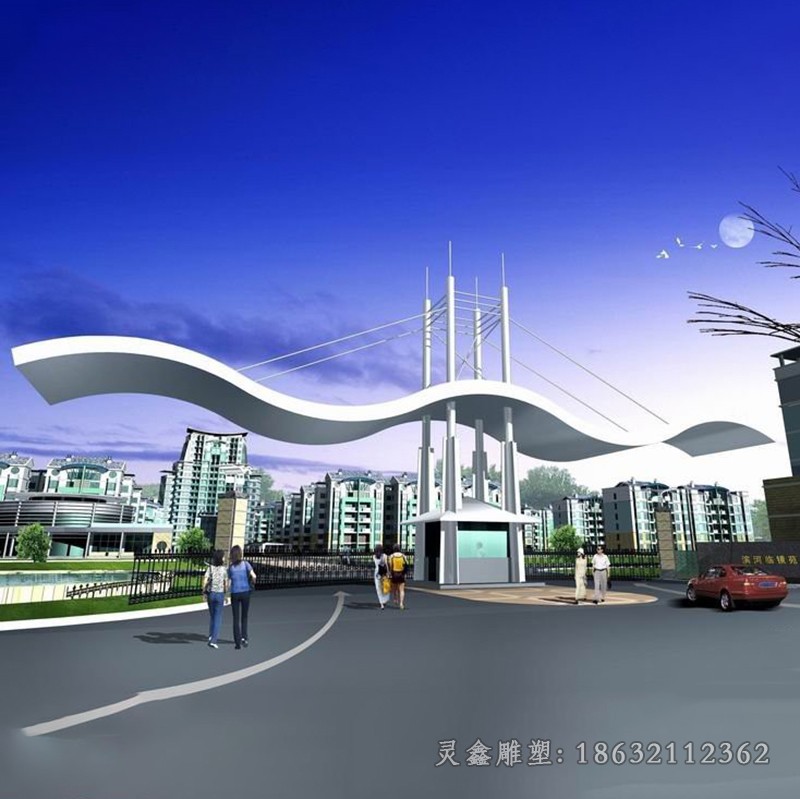 不锈钢镜面大门景观雕塑