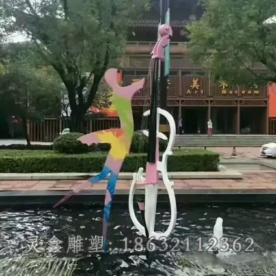 抽象大提琴不锈钢景观雕塑