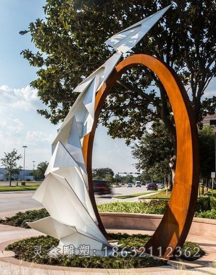 抽象飞机不锈钢彩绘雕塑