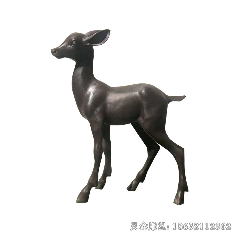 站姿小鹿景区景观铜雕