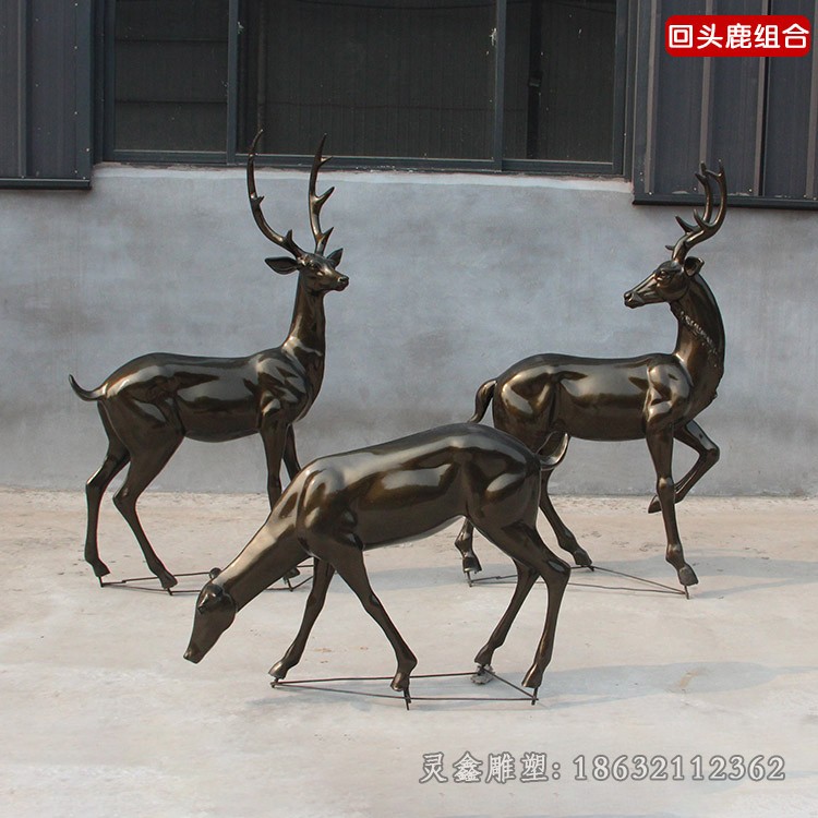 站姿小鹿别墅景观铜雕
