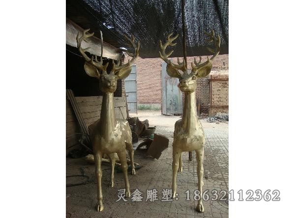 抬头小鹿别墅景观铜雕